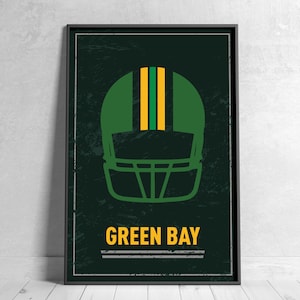 Green Bay Football Retro Poster Digital Download Wall Art