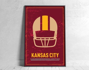 Póster retro de fútbol de Kansas City, descarga digital, arte mural