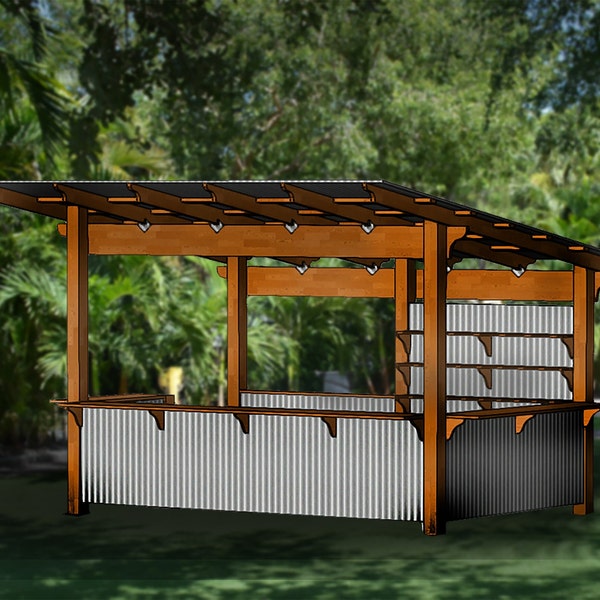 Outdoor kitchen/grillscape/pavilion - downloadable plans - 13'-6"x9' ("The Razorback")