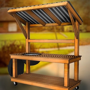 Portable bbq cart on wheels - downloadable plans - 6' x 2'6" ("The Walleye")