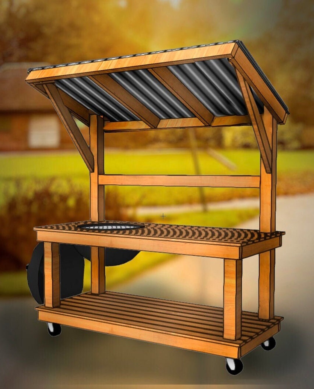 Portable Bbq Cart on Wheels Downloadable Plans 6 X 2 6 the Walleye Etsy