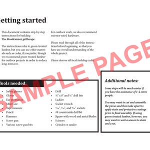 Sample of page included in digital download. Instruction page with tools list.