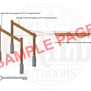 Image of a sample page from these downloadable assembly instructions. Page with front and back support placement drawings.