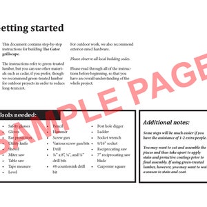 Image of a sample page from these downloadable assembly instructions. Tool list page.