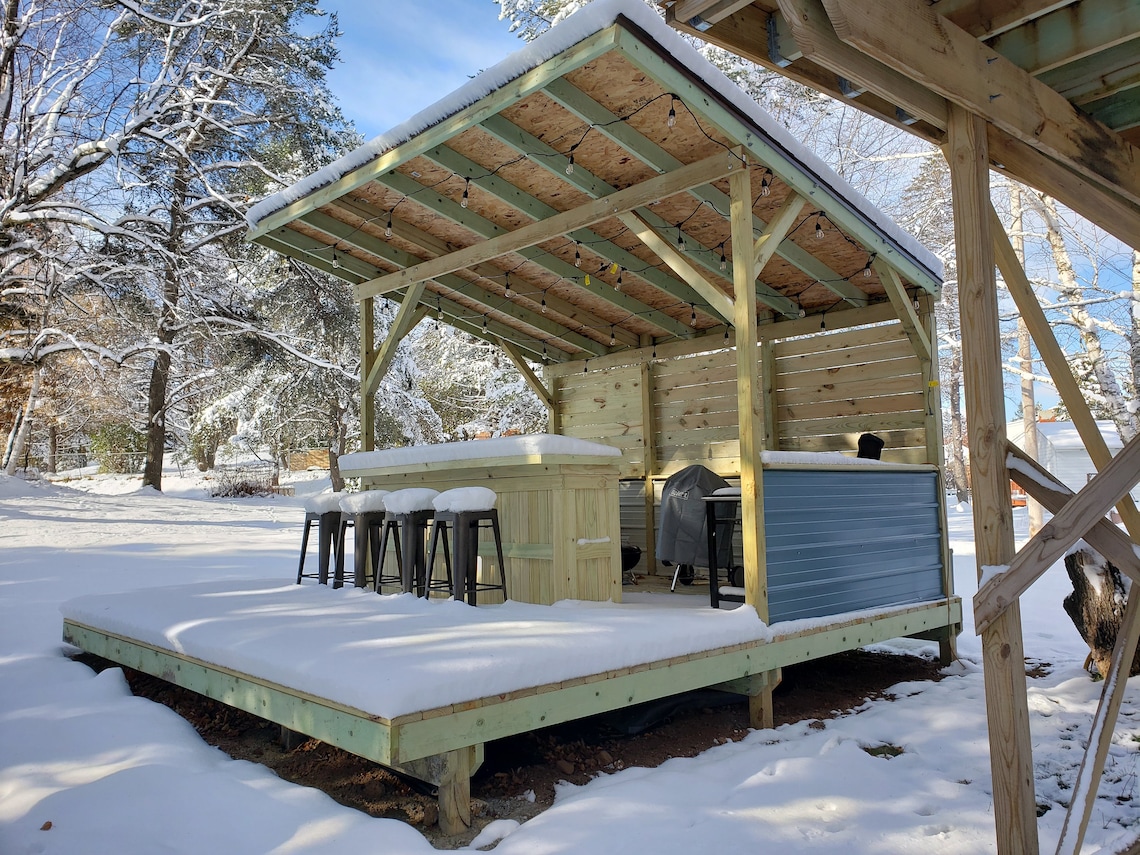 Covered Grillscape/bbq Shack With Deck Downloadable Plans Etsy