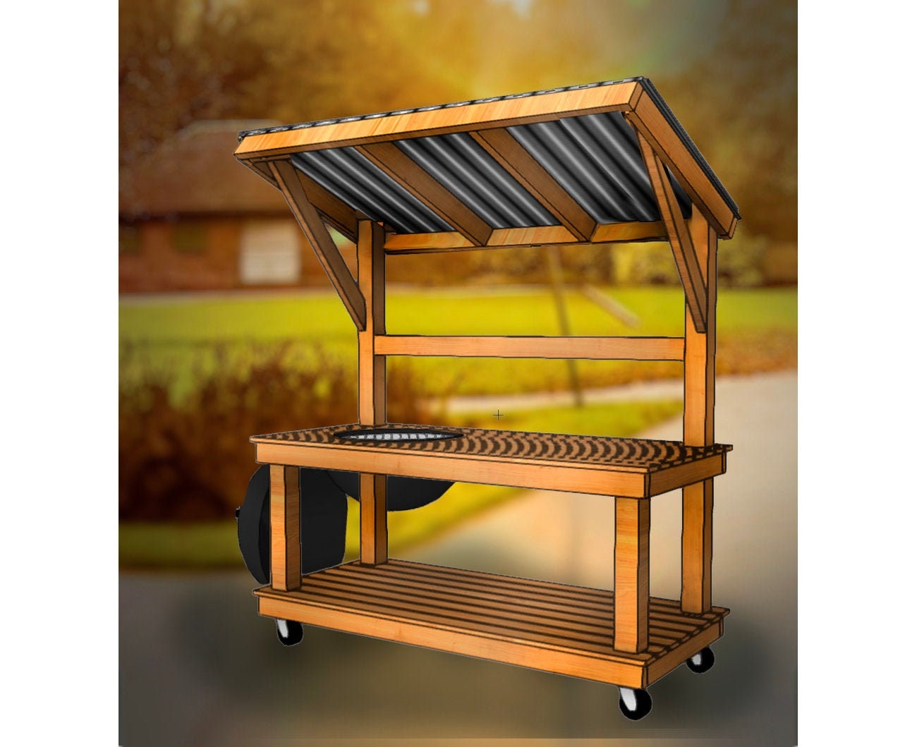 OOX Portable Grill Table with Double-Shelf for Outdoor Prep