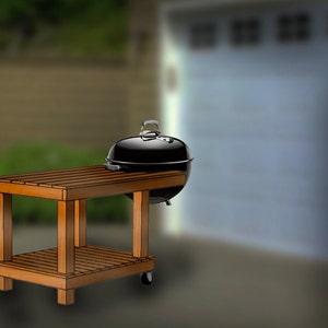 Portable rolling grill/bbq cart with prep area - downloadable plans - 5'x3' ("The Shrimp")