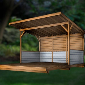 Covered grillscape/bbq shack with deck - downloadable plans - 15'x16' ("The Ox with deck")