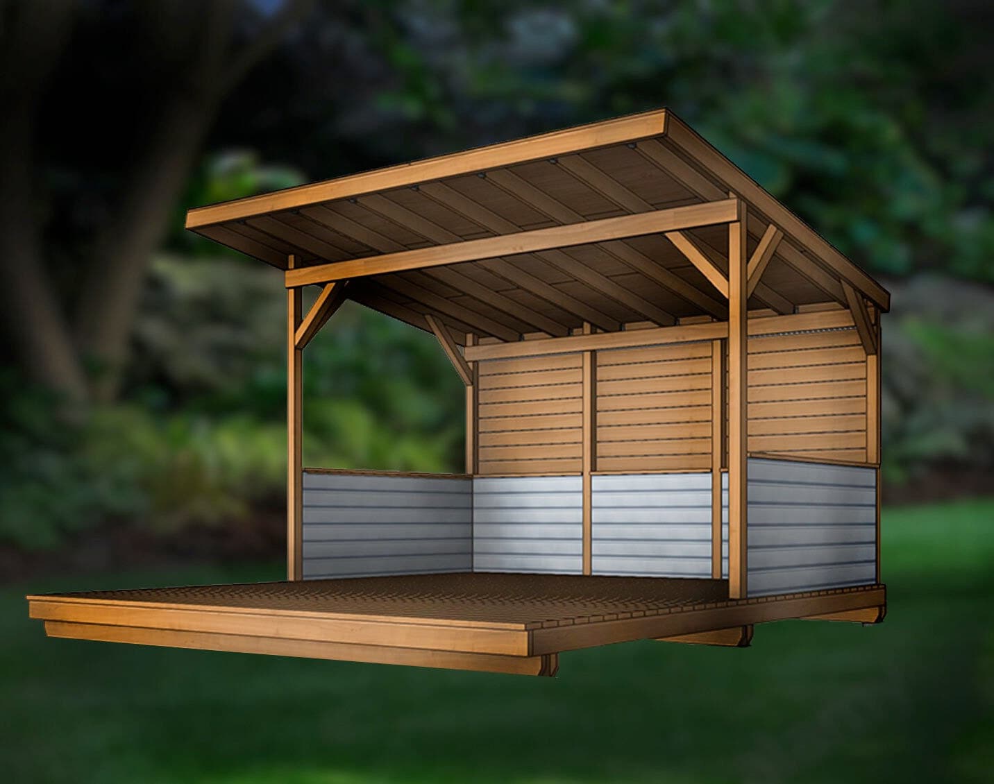 Covered Grillscape bbq Shack With Deck Downloadable Plans 15 x16 the Ox With Deck Etsy