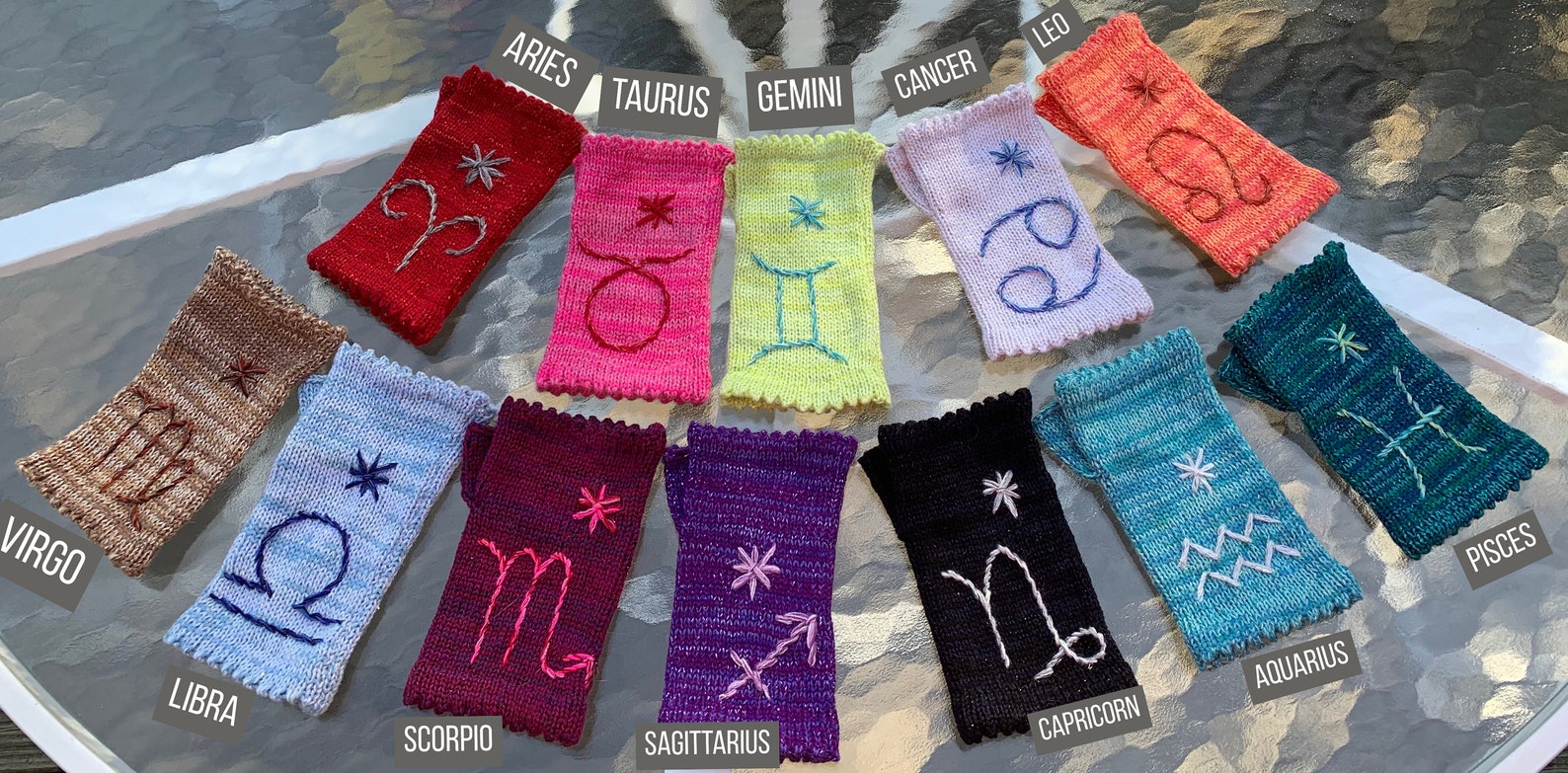 Hand Embroidered Astrological Sign Fingerless Glove and Etsy