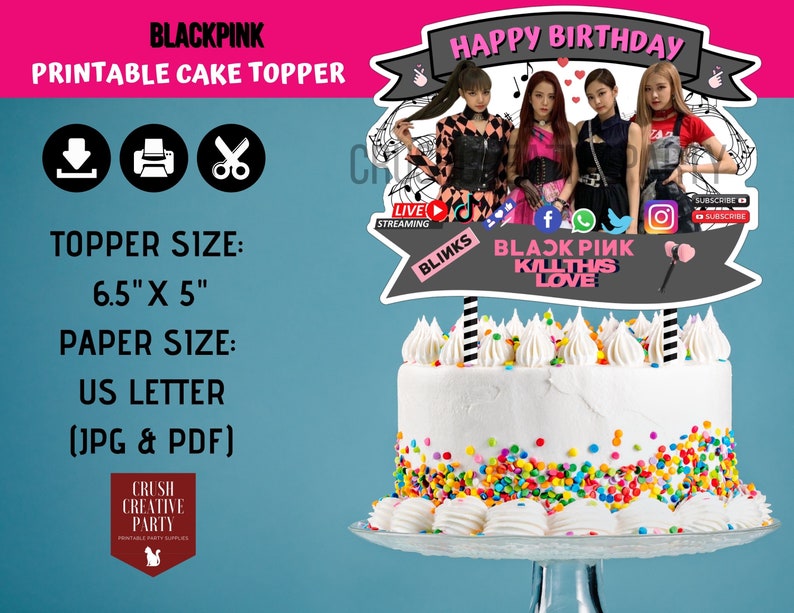 blackpink sticker blackpink party decor blackpink cake topper printable blackpink centerpiece blackpink party supply paper party kids craft supplies tools testingcapital com