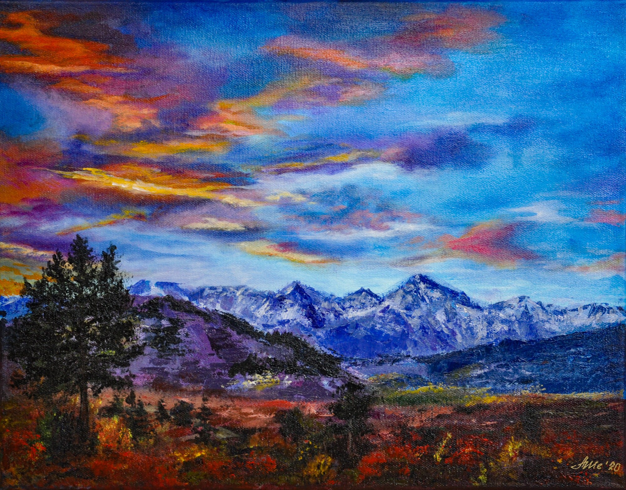 Colorado painting Sunset artwork Rocky Mountains landscape Etsy