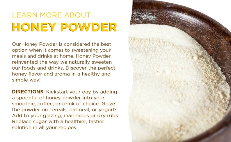 HONEY POWDER 10 oz - Natural Sweetener - Sugar Substitute immagine 8