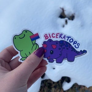 Bisexual Sticker Bundle / Biceratops Sticker / Bisexual Frog Sticker / Bisexual Pride
