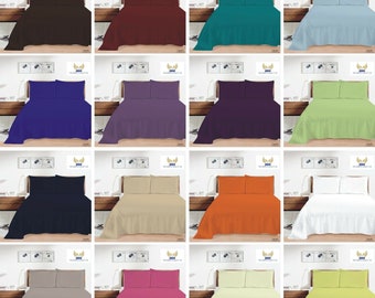 Flat Sheet 100% Poly Cotton Bed Sheets Single Double King Super King Size