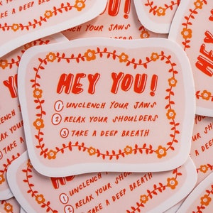 Mental Health Stickers - Unclench Your Jaw, Mental Health Awareness, Self Care, Positive Stickers, Relax Your Jaw, Anxiety Sticker