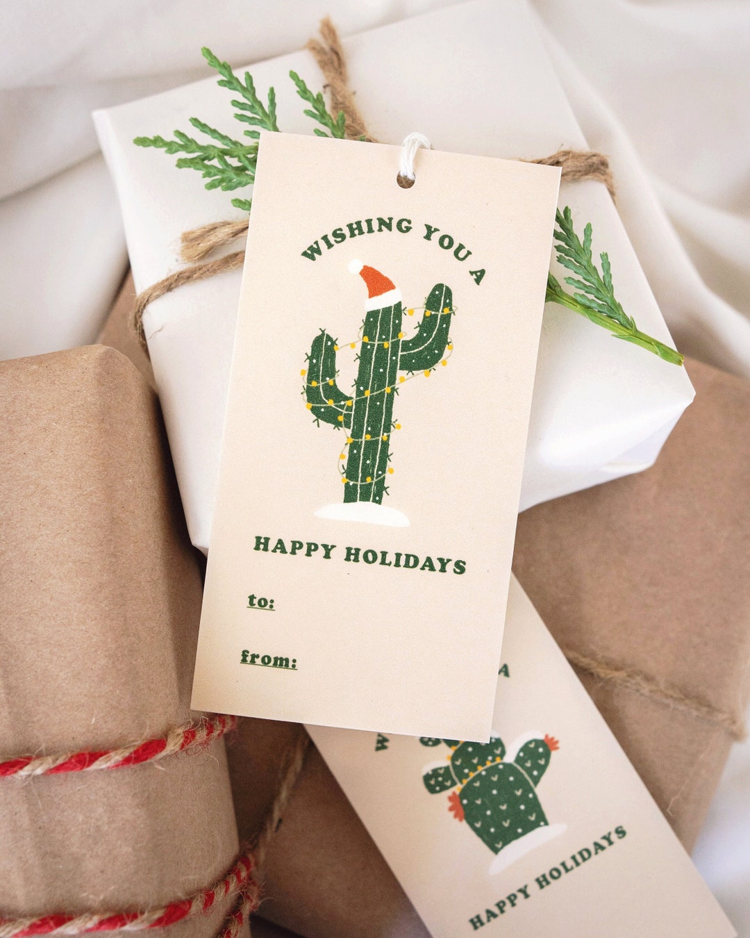 Christmas Cactus Gift Tags Snow Cacti Holiday Labels Etsy