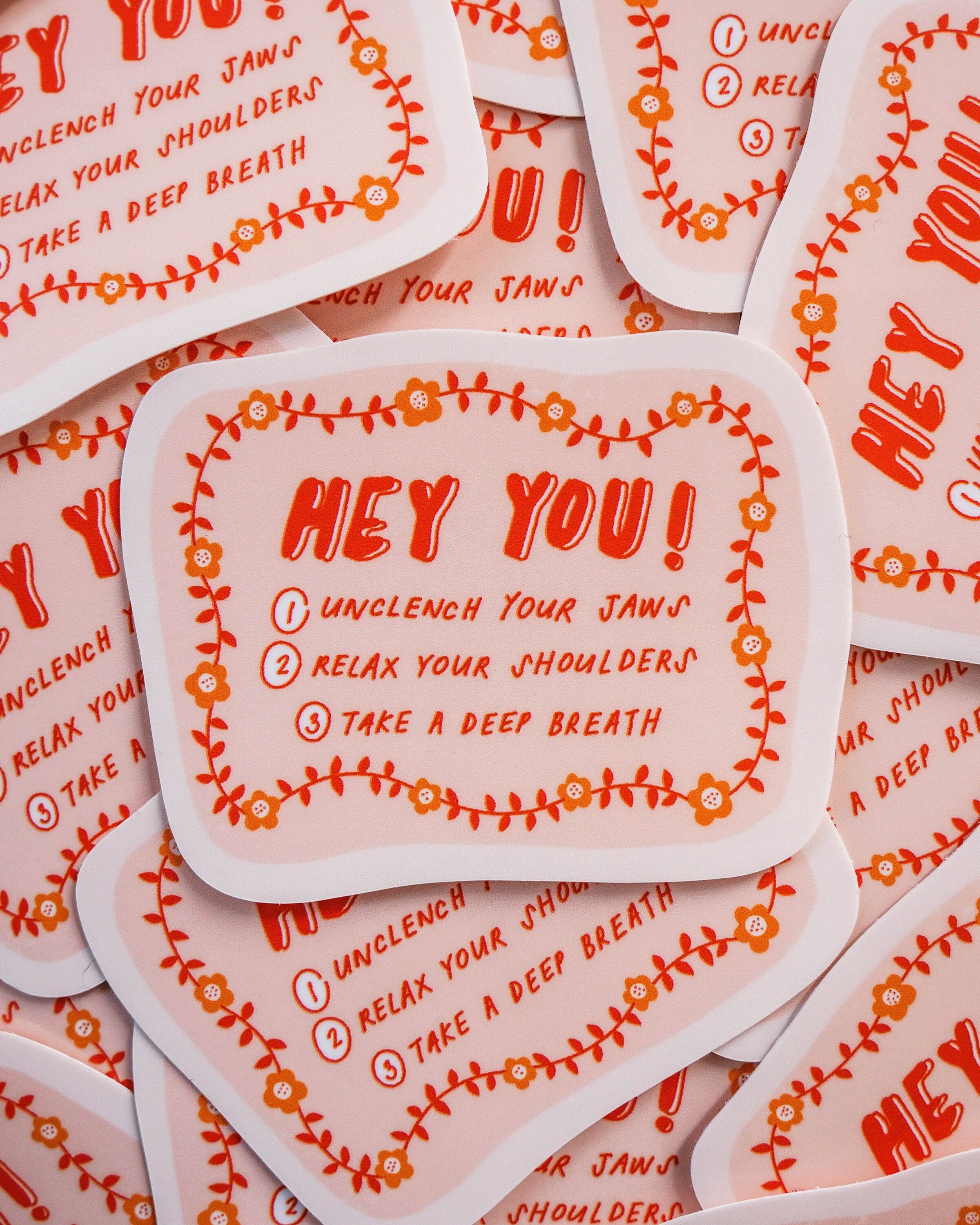 Mental Health Stickers - Unclench Your Jaw, Mental Health Awareness, Self Care, Positive Stickers, Relax Your Jaw, Anxiety Sticker