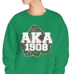AKA 1908 Pink Leopard NuBlend® Crewneck Sweatshirt | AKA Soror Sweatshirt | AKA Apparel