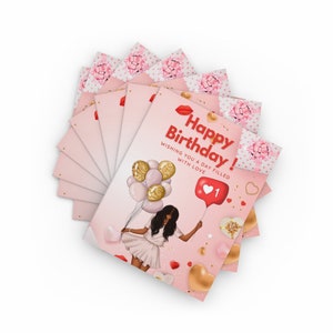 Happy Birthday Cards-Greeting Cards-Best Friend Birthday Card-Birthday Card for Her-Stationery-African American Birthday Cards-8Pcs Card Set