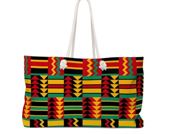 Kente Weekender Tote Bag: Ankara African Print Oversized Travel Bag