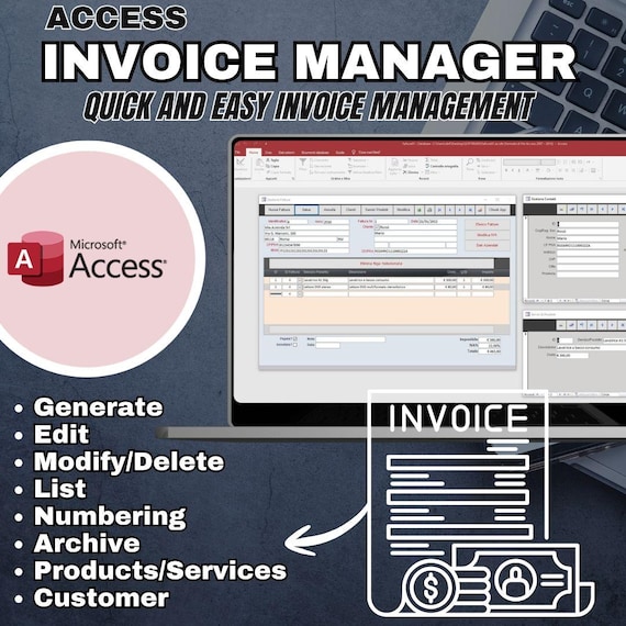 Gestione Fattura digitale microsoft Access numera elenca e archivia fatturazione modello automatico dati azienda clienti prodotti e servizi