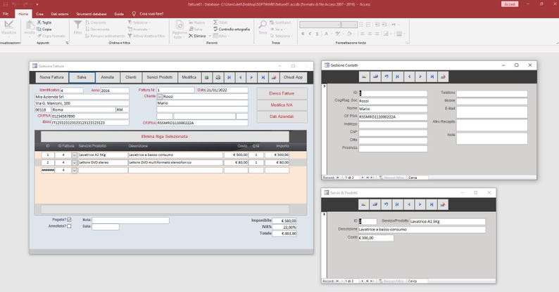 Pode incluir: Captura de tela de uma interface de programa de computador com v&aacute;rias janelas abertas. A janela principal exibe um formul&aacute;rio de fatura com informa&ccedil;&otilde;es do cliente e descri&ccedil;&otilde;es de produtos. Outras janelas mostram detalhes de contato e de produtos.