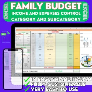Bilancio familiare Excel gestione categoria e sottocategoria spese entrate uscite budget famiglia personale coppia lavoro casa vacanze hobby