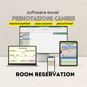 Kamerreserveringssoftware Excel Bed & Breakfast Vakantiehuis Hotel Appartement kamer accommodatie sjabloon eenvoudig spreadsheetbeheer