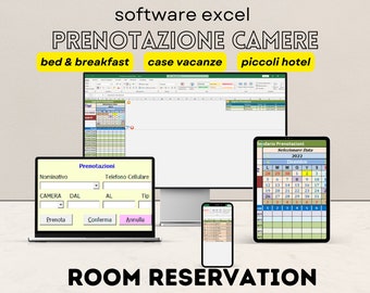 Excel Software Booking Rooms Bed & Breakfast Holiday House small Hotel spreadsheet easy model template