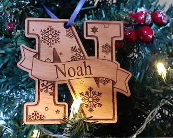 Personalized Alphabet Christmas decorations.