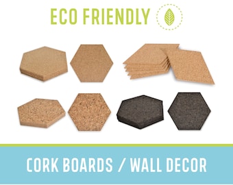 Cork Board | Set of 6 Tiles for Wall decor | Cork bulletin board | Pin board | Message board • MA004