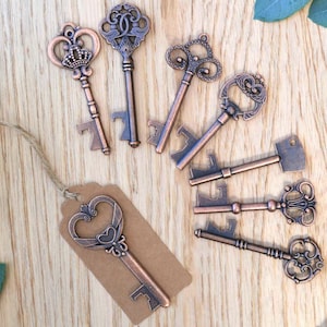 Assorted Key bottle opener wedding favor, Skeleton Key Wedding Favors, skeleton key bottle opener wedding favors for guests in bulk MA001 image 1