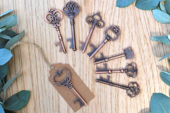 Assorted Key bottle opener wedding favor, Skeleton Key Wedding Favors, skeleton key bottle opener wedding favors for guests in bulk • MA001