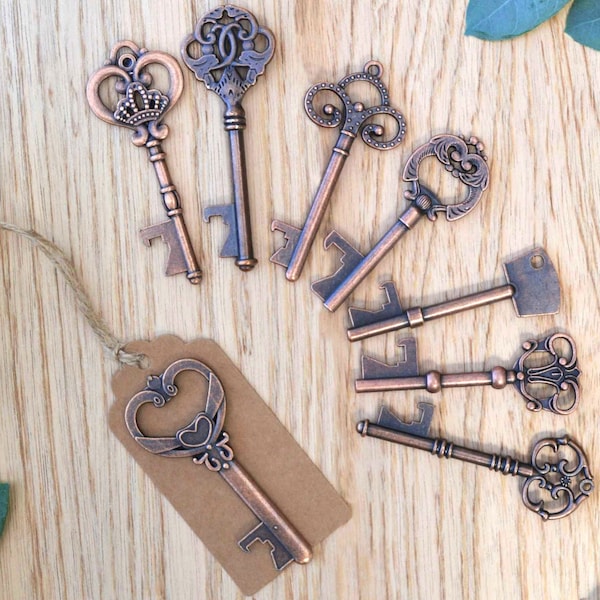 Assorted Key bottle opener wedding favor, Skeleton Key Wedding Favors, skeleton key bottle opener wedding favors for guests in bulk • MA001