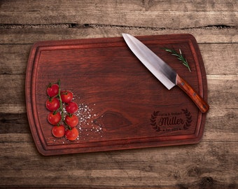 Cutting Board Recipe, Personalized Family Name Cutting Board. Housewarming Gift for couple, Engraved chopping Board, Wedding Gift MA029