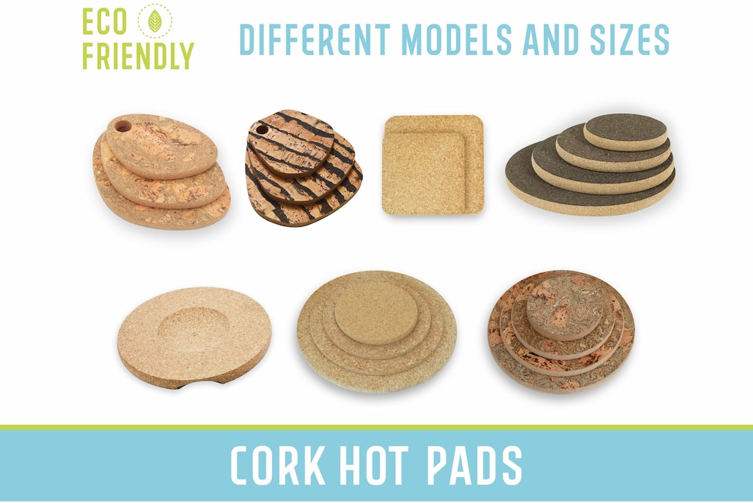 Cork Hot Pads Cork Trivet in Square and Round Shape, Chunky Hot Pads