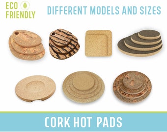 Cork Hot Pads - Cork Trivet in Square and Round shape, Chunky Hot Pads - Natural Cork - Cork hot pot holders • MA008