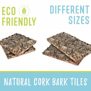 Natural Cork Bark Tiles, Wall Tiles panel, Soundproofing board, Virgin Cork Panel for Air Plants, Vivarium and Terrarium Decor • MA020