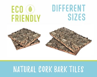 Natural Cork Bark Tiles, Wall Tiles panel, Soundproofing board, Virgin Cork Panel for Air Plants, Vivarium and Terrarium Decor • MA020