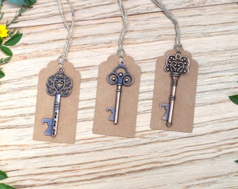 Abridor de botellas con forma de llave. Recuerdos de boda, Bodas rústicas vintage, Recuerdos de boda para invitados, Llaves vintage a granel, Llave maestra surtida • MA001