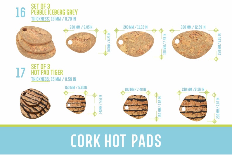 Cork Hot Pads Cork Trivet in Square and Round shape, Chunky Hot Pads Natural Cork Cork hot pot holders MA008 image 4