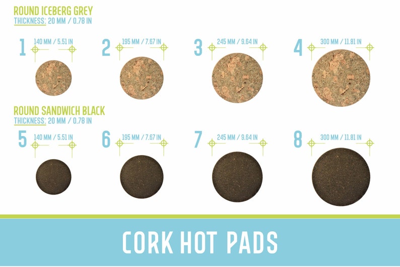 Cork Hot Pads Cork Trivet in Square and Round shape, Chunky Hot Pads Natural Cork Cork hot pot holders MA008 image 2