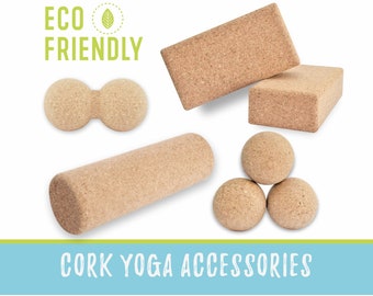 Accessoires de yoga fabriqués en liège, balle de yoga, blocs de yoga, balle de liège de massage aux cacahuètes, ensemble de yoga durable • MA010