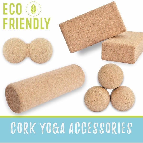 Yoga Accessories Made in Cork, Yoga ball, Yoga blocks, Peanut Massage Cork Ball, Sustainable Yoga set • MA010