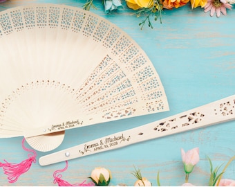 Rustic Hand Fan for Wedding, Engraved Sandalwood, Personalized Wooden Fan Wedding Favour, Engraved Fans, Wedding Favors • MA007