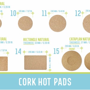 Cork Hot Pads Cork Trivet in Square and Round shape, Chunky Hot Pads Natural Cork Cork hot pot holders MA008 image 3