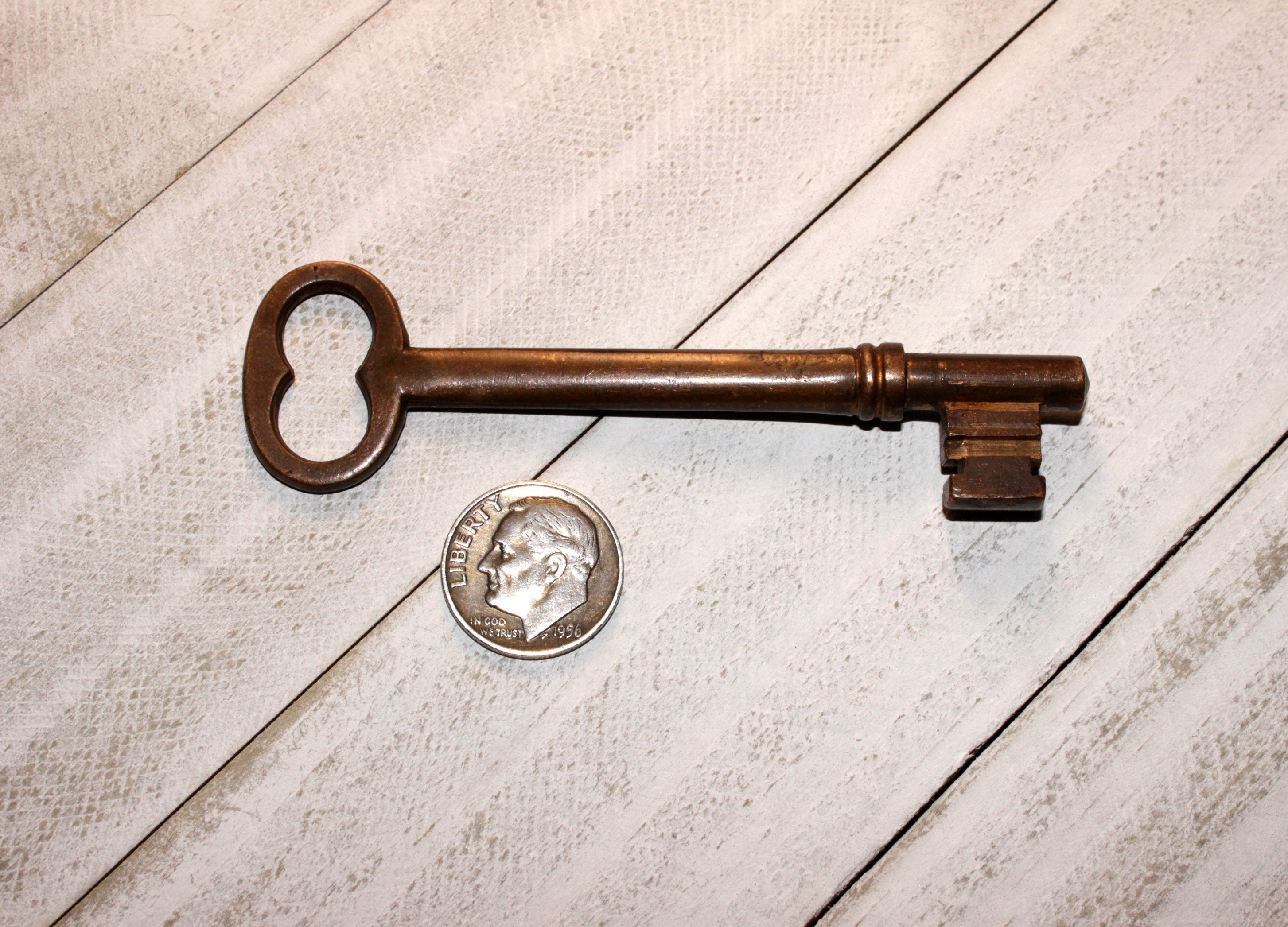 Authentic Antique Ornate Brass Skeleton Key Vintage Solid Etsy