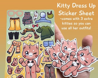 Dress Up Kitty Sticker Sheet