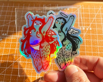 Holo Devil+Angel Cherub Sticker Duo